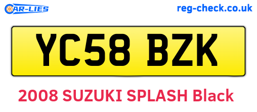 YC58BZK are the vehicle registration plates.