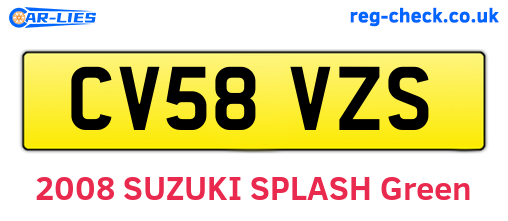 CV58VZS are the vehicle registration plates.