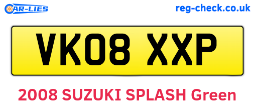 VK08XXP are the vehicle registration plates.
