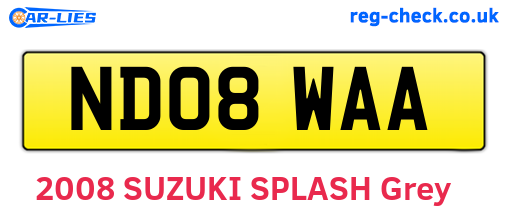 ND08WAA are the vehicle registration plates.