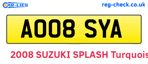 AO08SYA are the vehicle registration plates.