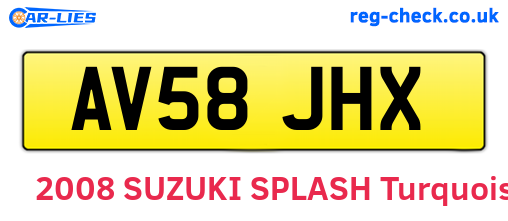 AV58JHX are the vehicle registration plates.