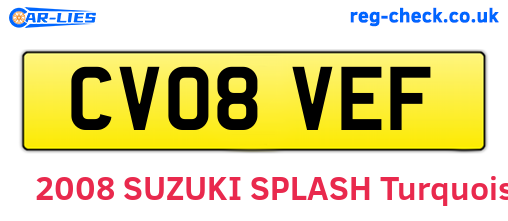 CV08VEF are the vehicle registration plates.