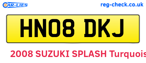 HN08DKJ are the vehicle registration plates.