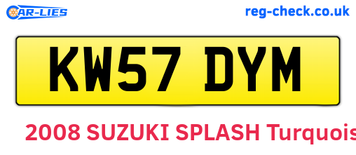 KW57DYM are the vehicle registration plates.