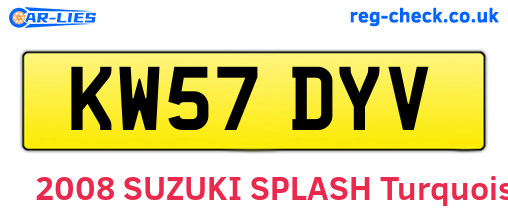 KW57DYV are the vehicle registration plates.