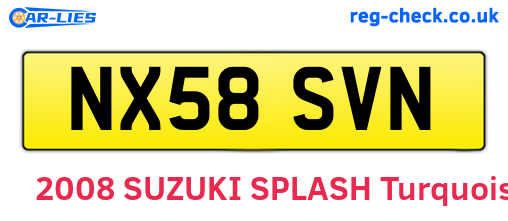 NX58SVN are the vehicle registration plates.