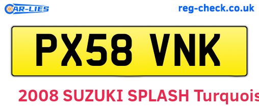 PX58VNK are the vehicle registration plates.