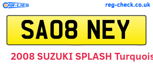SA08NEY are the vehicle registration plates.