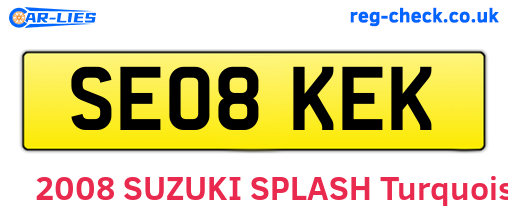 SE08KEK are the vehicle registration plates.