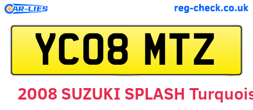 YC08MTZ are the vehicle registration plates.