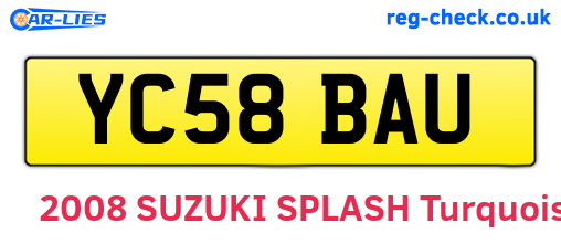 YC58BAU are the vehicle registration plates.