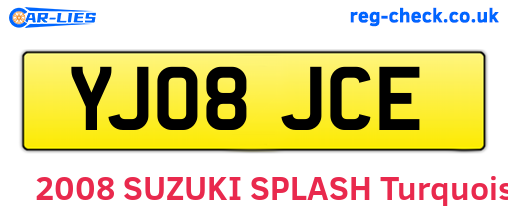 YJ08JCE are the vehicle registration plates.