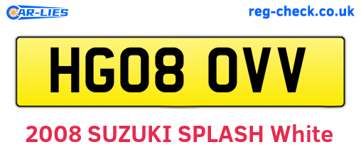 HG08OVV are the vehicle registration plates.