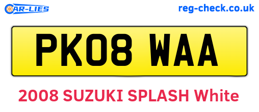 PK08WAA are the vehicle registration plates.