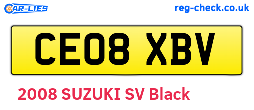 CE08XBV are the vehicle registration plates.