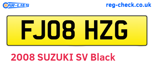 FJ08HZG are the vehicle registration plates.