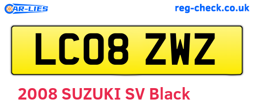 LC08ZWZ are the vehicle registration plates.