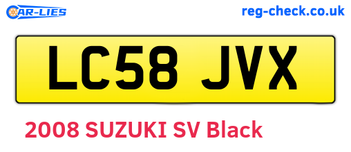 LC58JVX are the vehicle registration plates.