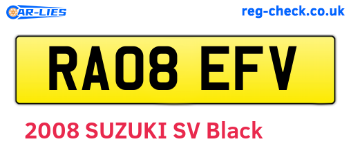 RA08EFV are the vehicle registration plates.