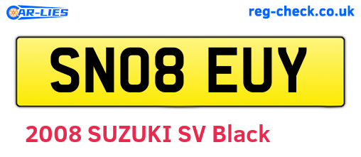 SN08EUY are the vehicle registration plates.