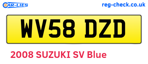 WV58DZD are the vehicle registration plates.