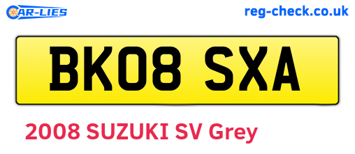 BK08SXA are the vehicle registration plates.