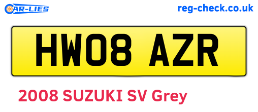 HW08AZR are the vehicle registration plates.