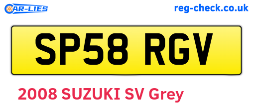 SP58RGV are the vehicle registration plates.