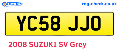 YC58JJO are the vehicle registration plates.