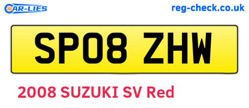 SP08ZHW are the vehicle registration plates.