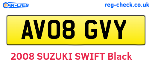 AV08GVY are the vehicle registration plates.