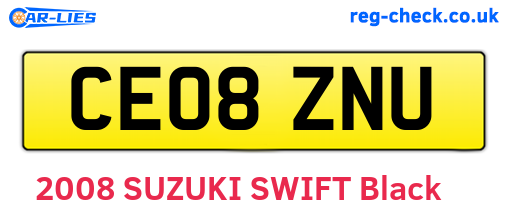 CE08ZNU are the vehicle registration plates.
