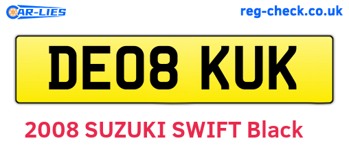 DE08KUK are the vehicle registration plates.