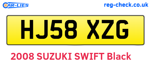HJ58XZG are the vehicle registration plates.