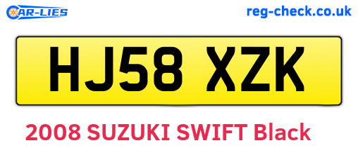 HJ58XZK are the vehicle registration plates.