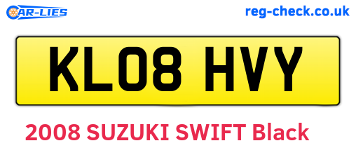 KL08HVY are the vehicle registration plates.