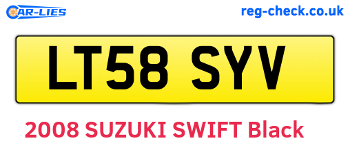 LT58SYV are the vehicle registration plates.
