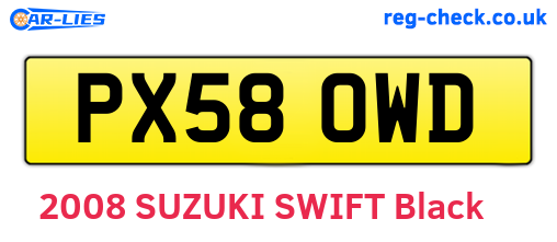 PX58OWD are the vehicle registration plates.
