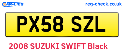 PX58SZL are the vehicle registration plates.