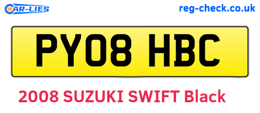 PY08HBC are the vehicle registration plates.