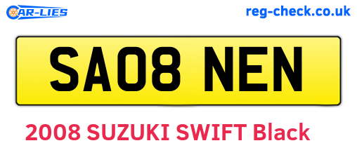 SA08NEN are the vehicle registration plates.