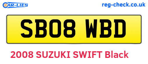 SB08WBD are the vehicle registration plates.