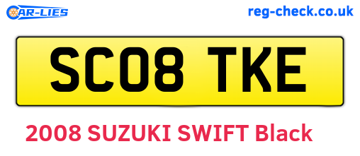 SC08TKE are the vehicle registration plates.