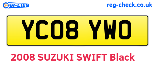YC08YWO are the vehicle registration plates.