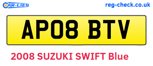 AP08BTV are the vehicle registration plates.
