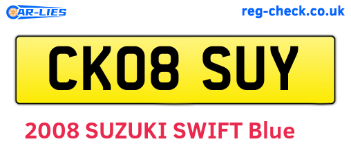 CK08SUY are the vehicle registration plates.