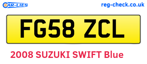 FG58ZCL are the vehicle registration plates.