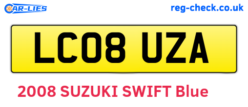 LC08UZA are the vehicle registration plates.