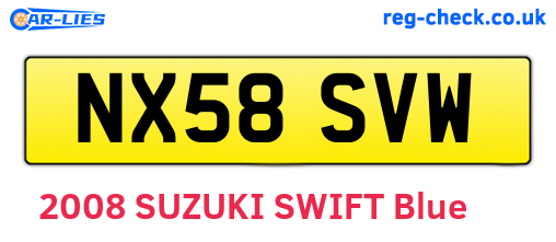 NX58SVW are the vehicle registration plates.